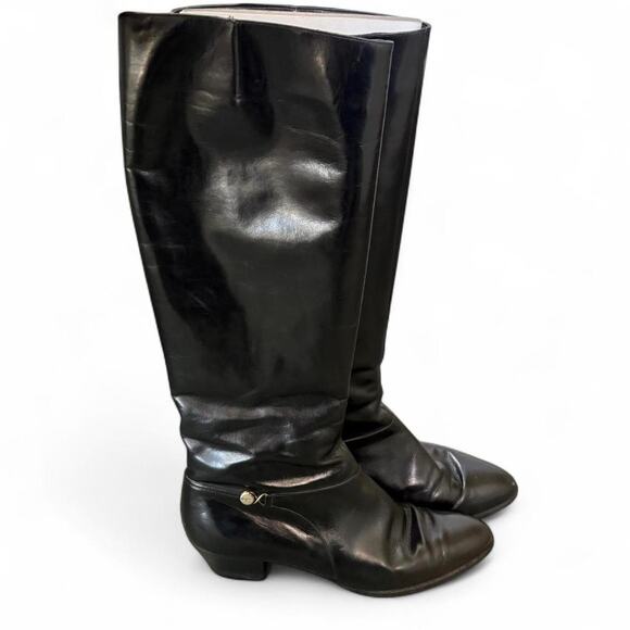 Ferragamo black leather knee high boots - Picture 3 of 8